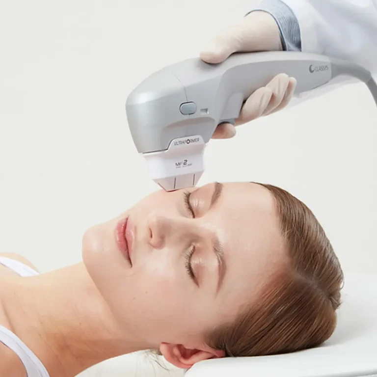 a woman undergoing v shape hifu treatment at anaya aesthetics beauty clinic in bali